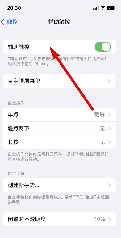 如何设置苹果悬浮球不动