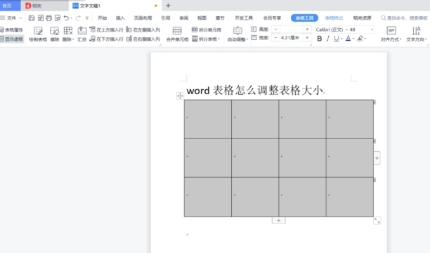 word表格制作怎样调动表格大小