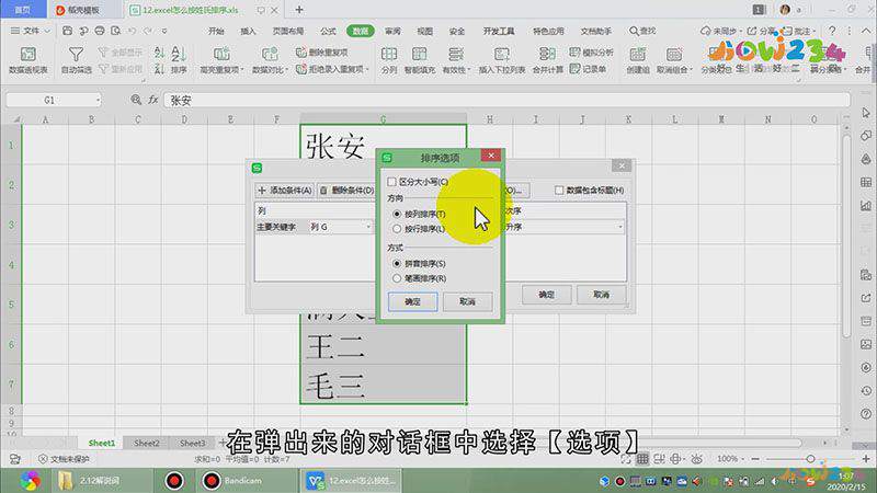 excel怎么按姓氏排序