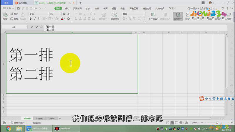 excel单元格两行文字怎么输入
