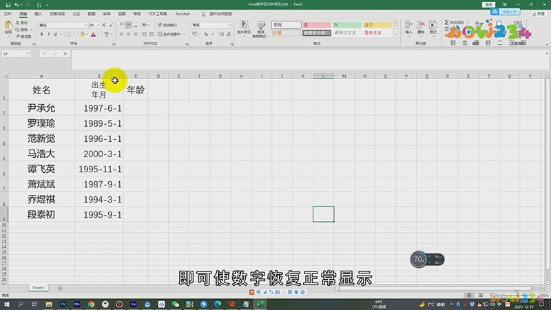 Excel数字显示井号怎么办